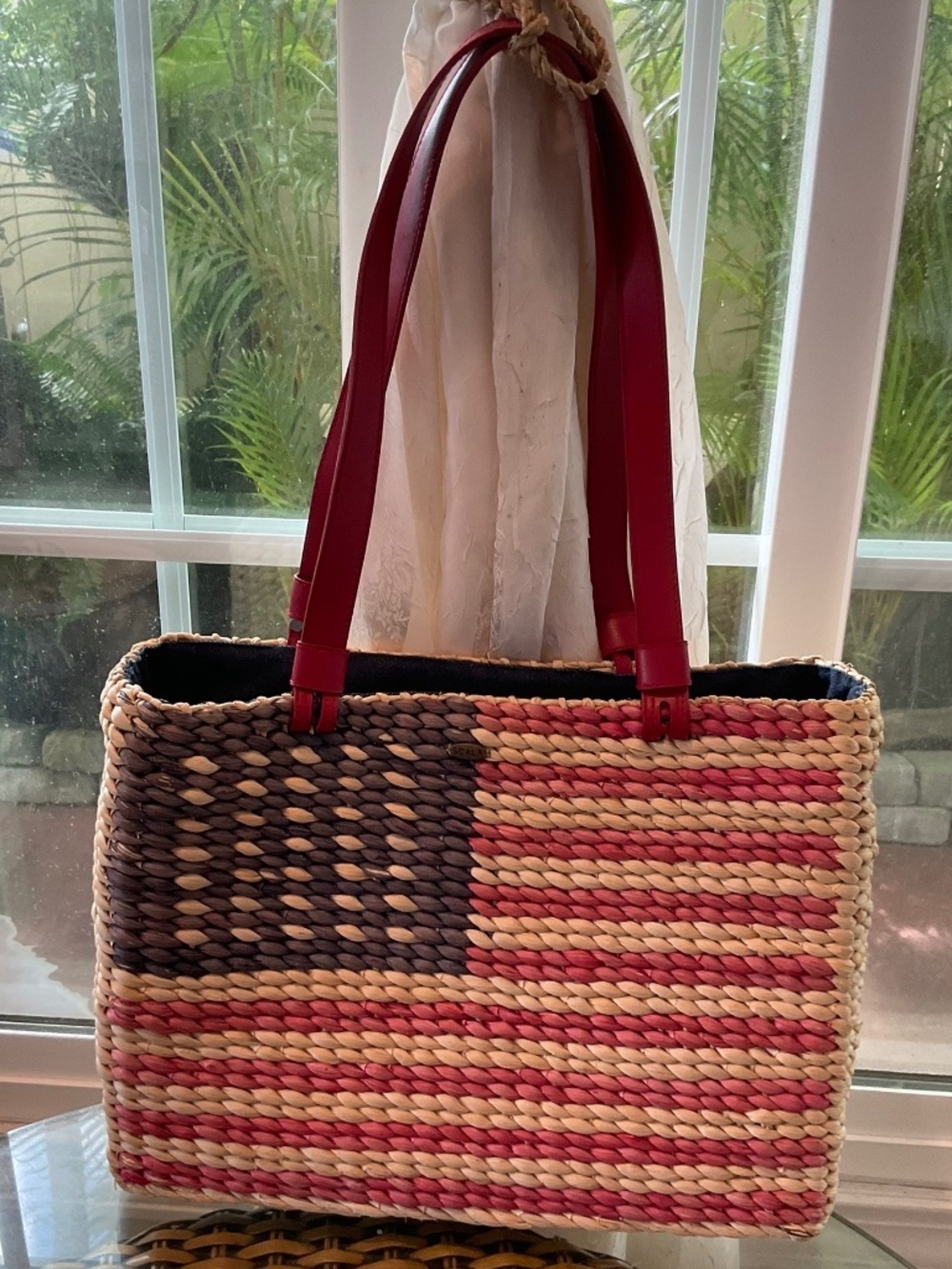 Scala American Flag Straw Bag